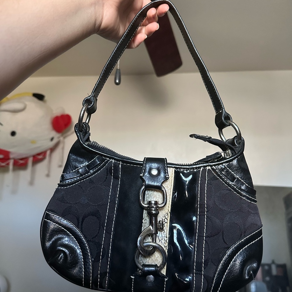 Coach Black and Silver Shoulder Bag